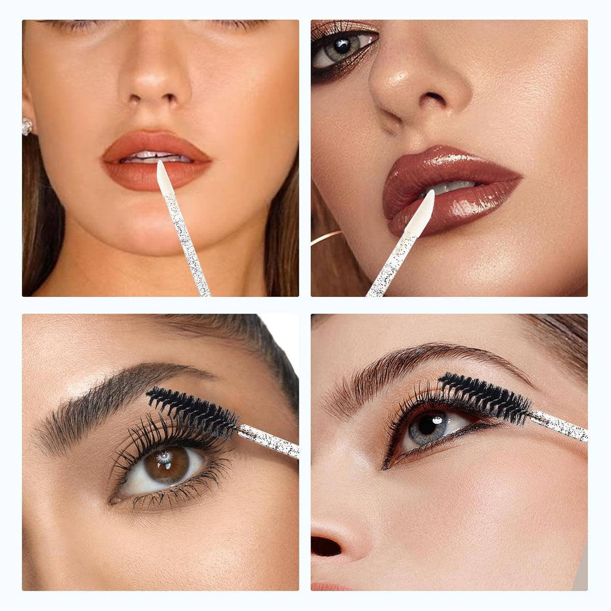 48 Pieces Disposable Mascara Wands Set,Include 24 pcs Disposable Crystal Lash Spoolies Brush and 24