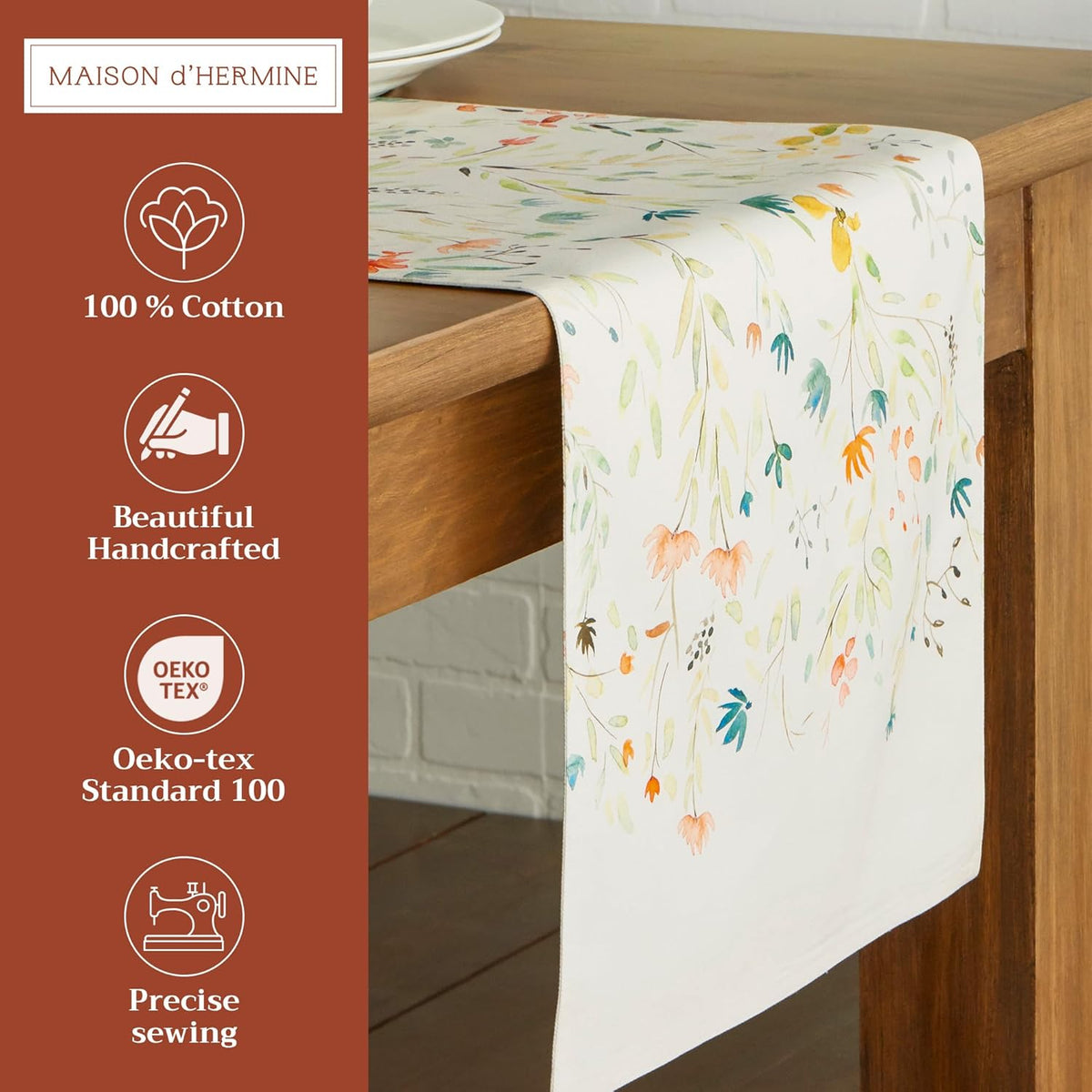 Maison d' Hermine Table Runner 100% Cotton Double Layer Table Runners 108 inches Long Decorative
