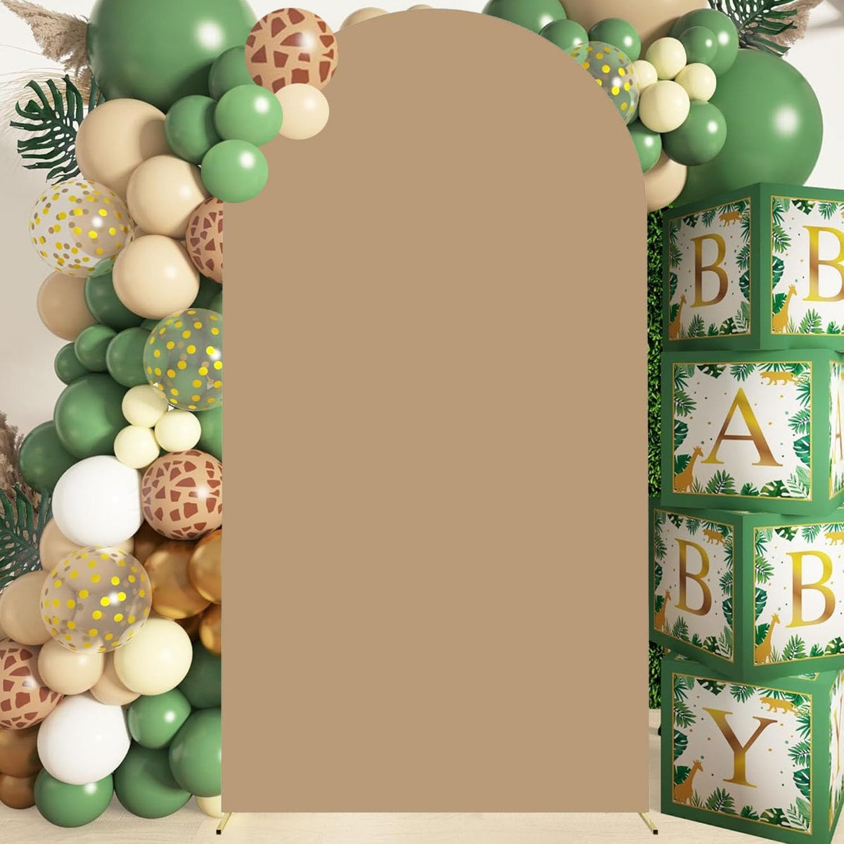 Khaki Arch Cover 4FT Brown Spandex-Arch-Cover Round Top Wedding Chiara Arched Cover Tan Arches