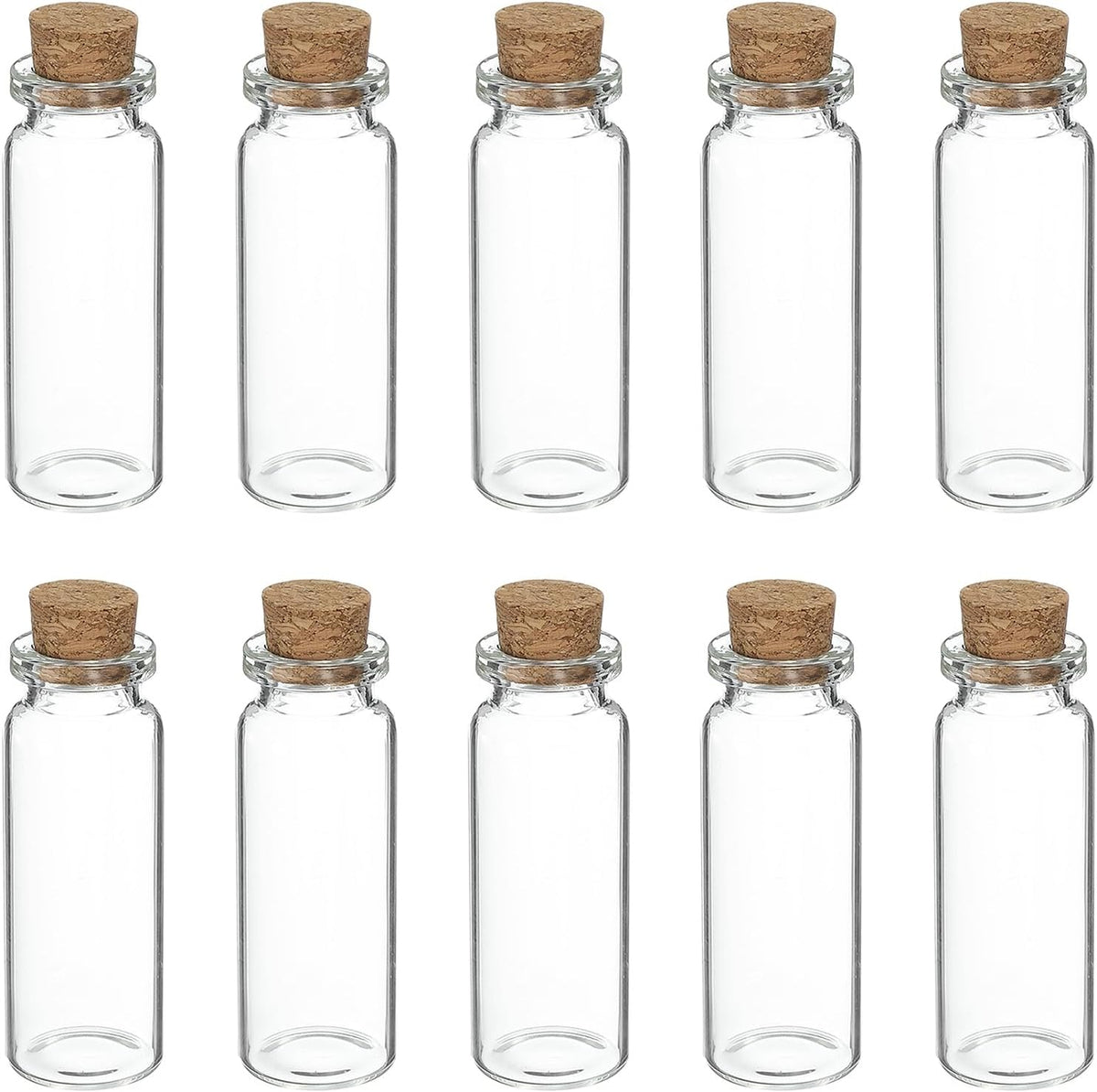 uxcell 10Pcs Mini Glass Bottles with Cork Stoppers, 12ml Small Clear Bottles Glass Empty Jars Vials