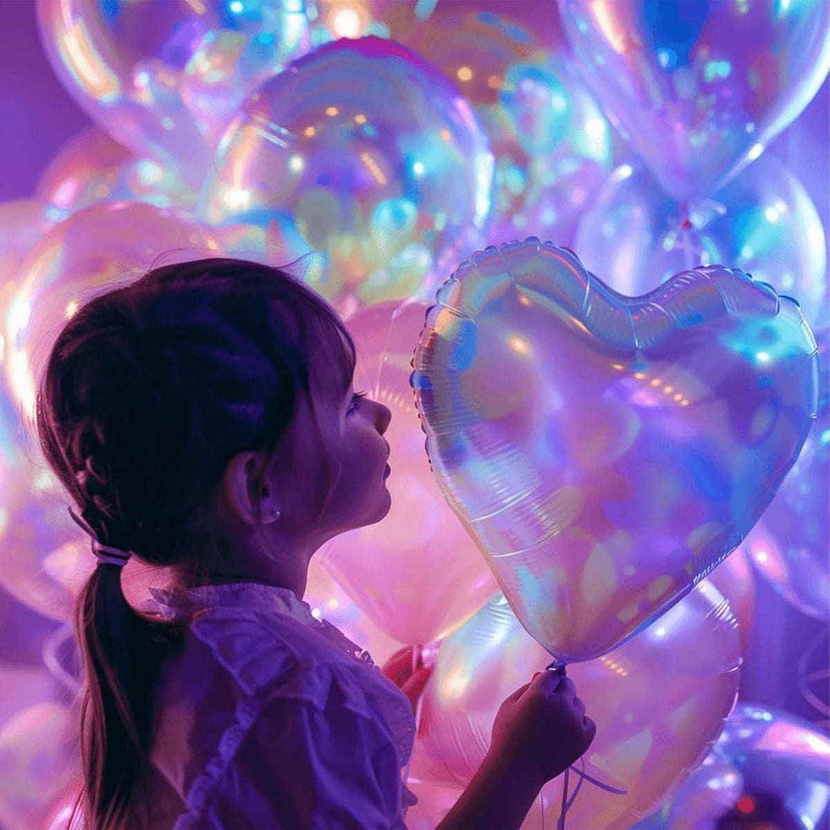 Silver Glitter Heart Ballloons,18 Inch Bright Foil Love Heart Shaped Balloons 6Pcs Silver love