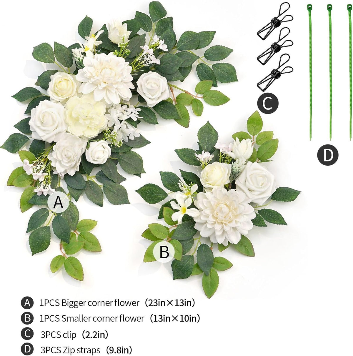 Wedding decor (pack of 2) Welcome Sign Flower Backdrop Garland For Ceremony Reception Wall Easel