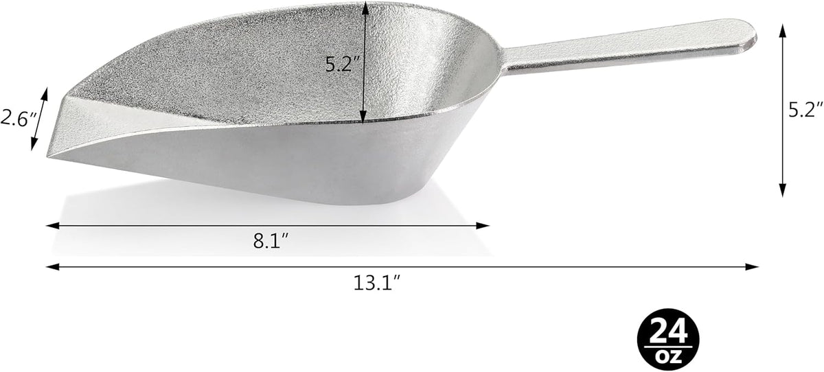 New Star Foodservice 34721 One-Piece Cast Aluminum Flat Bottom Bar Ice Flour Utility Scoop