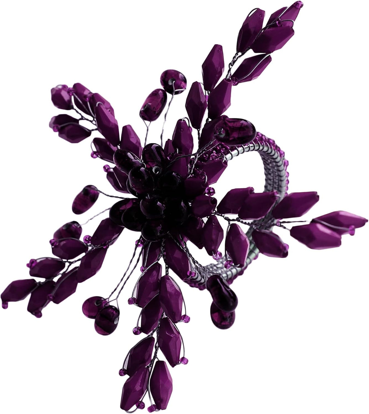 Napkin Rings Set of 12 for Dining Table Decoration Parties Everyday Metal Napkin Holder Leaf Purple