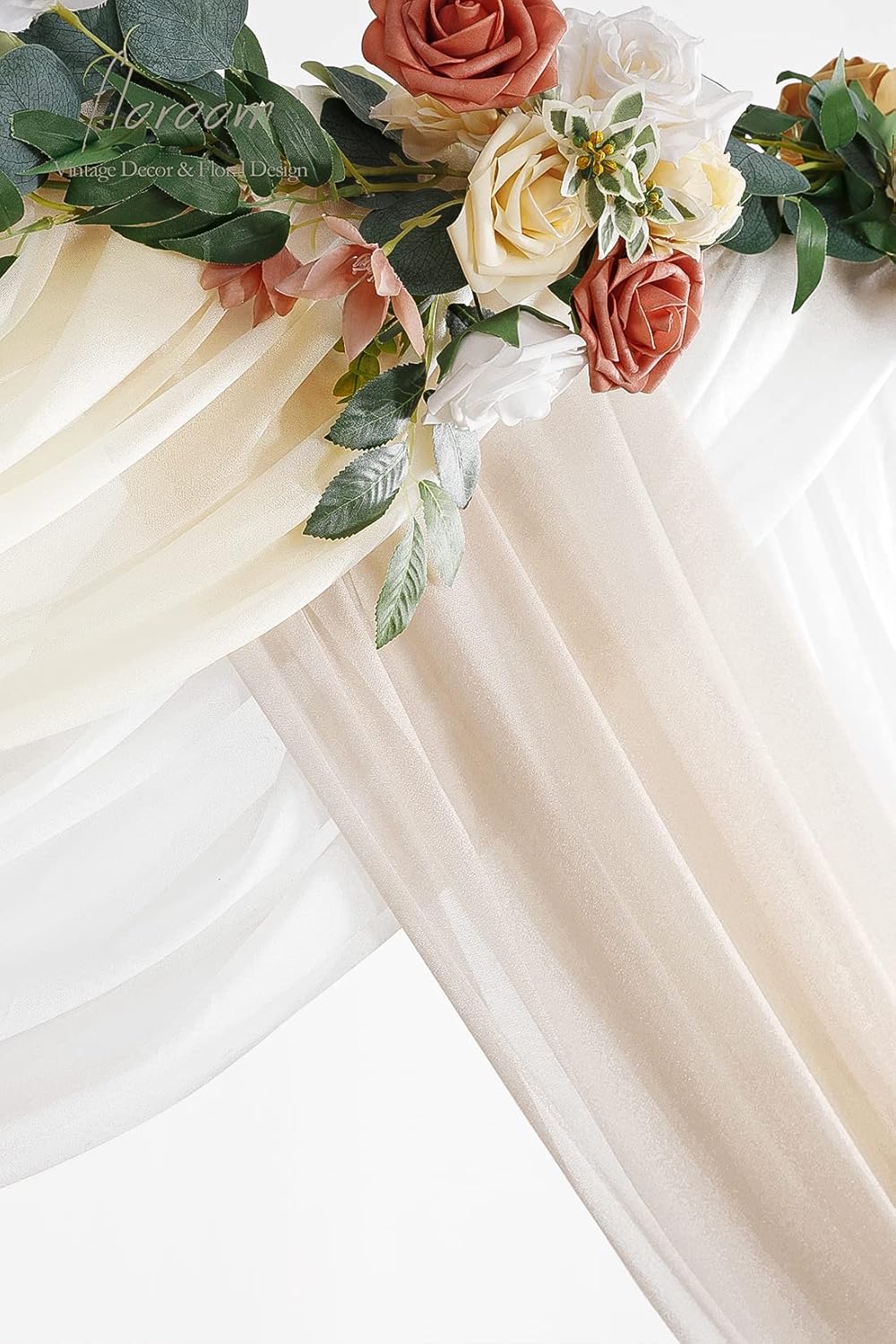 Floroom Wedding Arch Draping Fabric 3 Panels 20Ft Chiffon Fabric Drapes Arbor Drapery Wedding