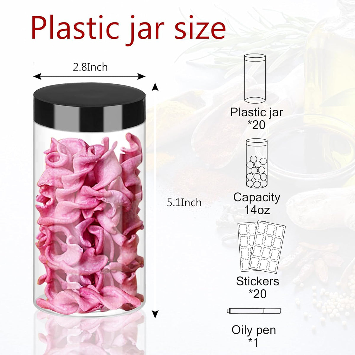 Plastic Jars with Lids 20Pcs 14 oz Clear Plastic Slime Storage Jars Containers with Airtight Leak