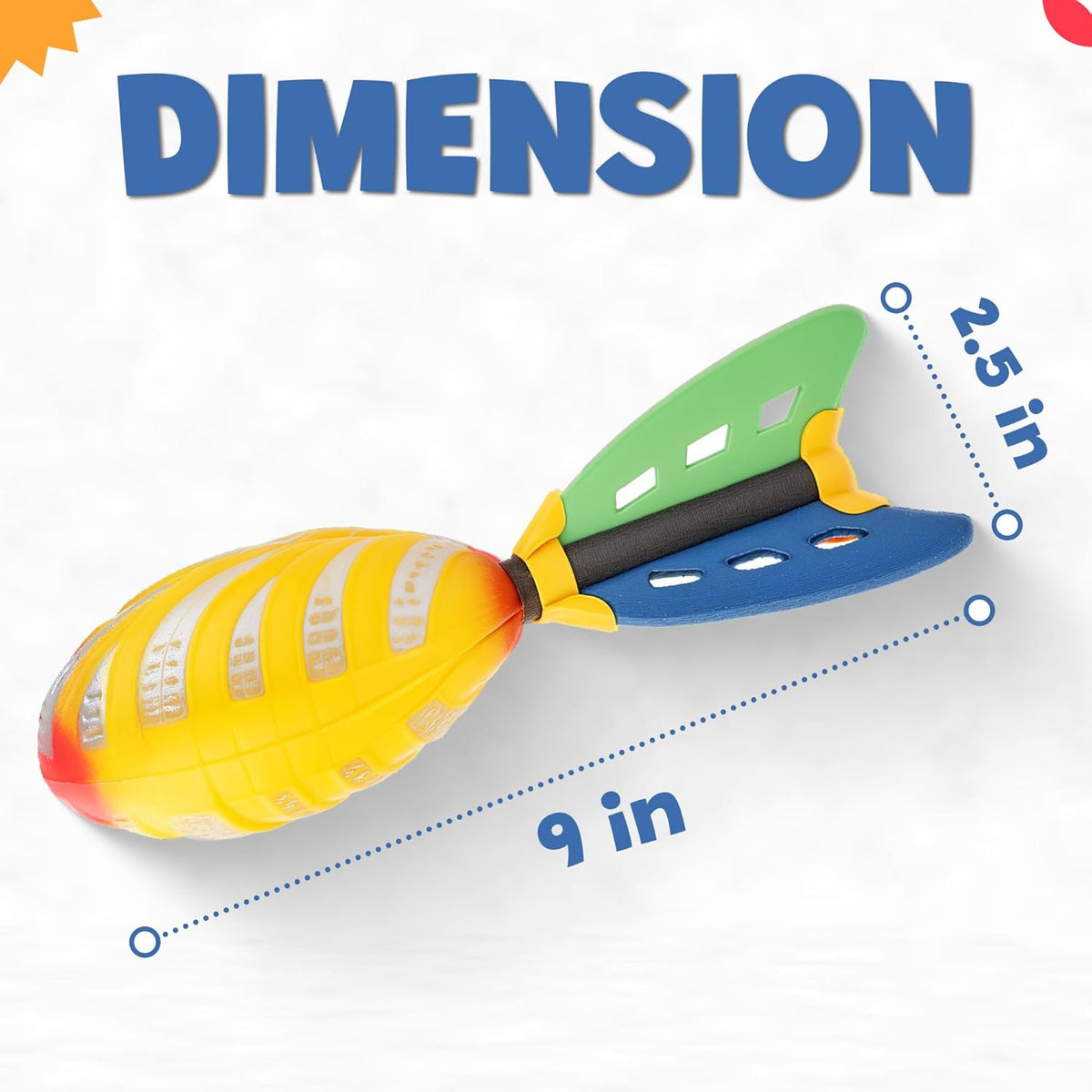 12 Pack Flying Foam Foam Missile Footballs with Tails, Sports Aero Pocket Flyers Toys for Kids