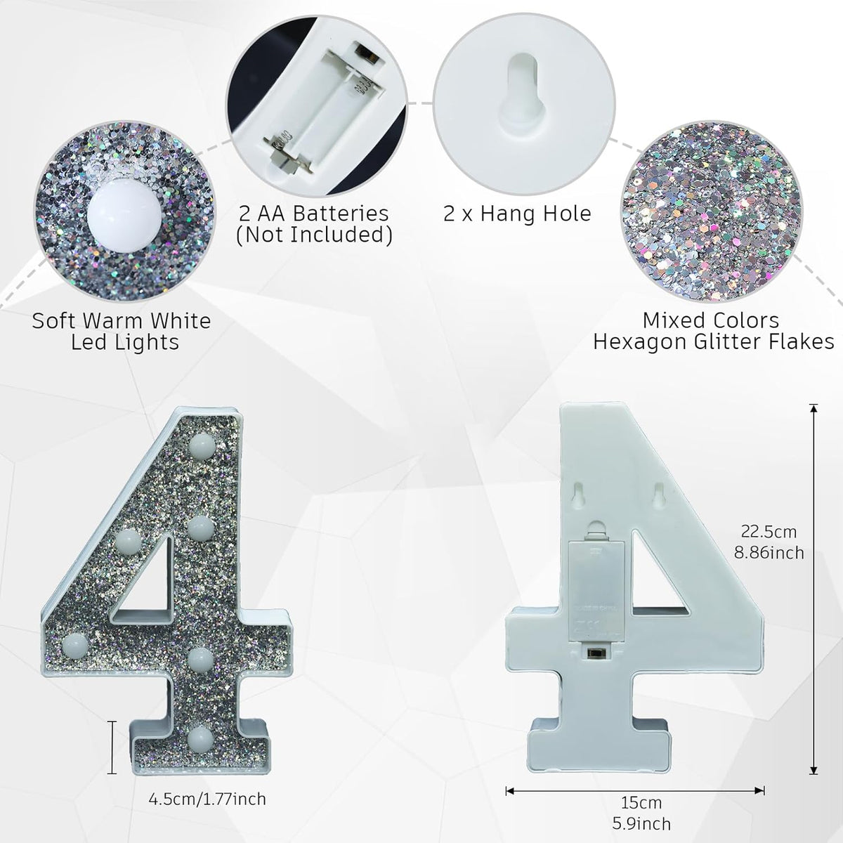 Marquee Light Letters for Table Decorations, Glitter Light Up Signs for Prom, Events, or Engagement