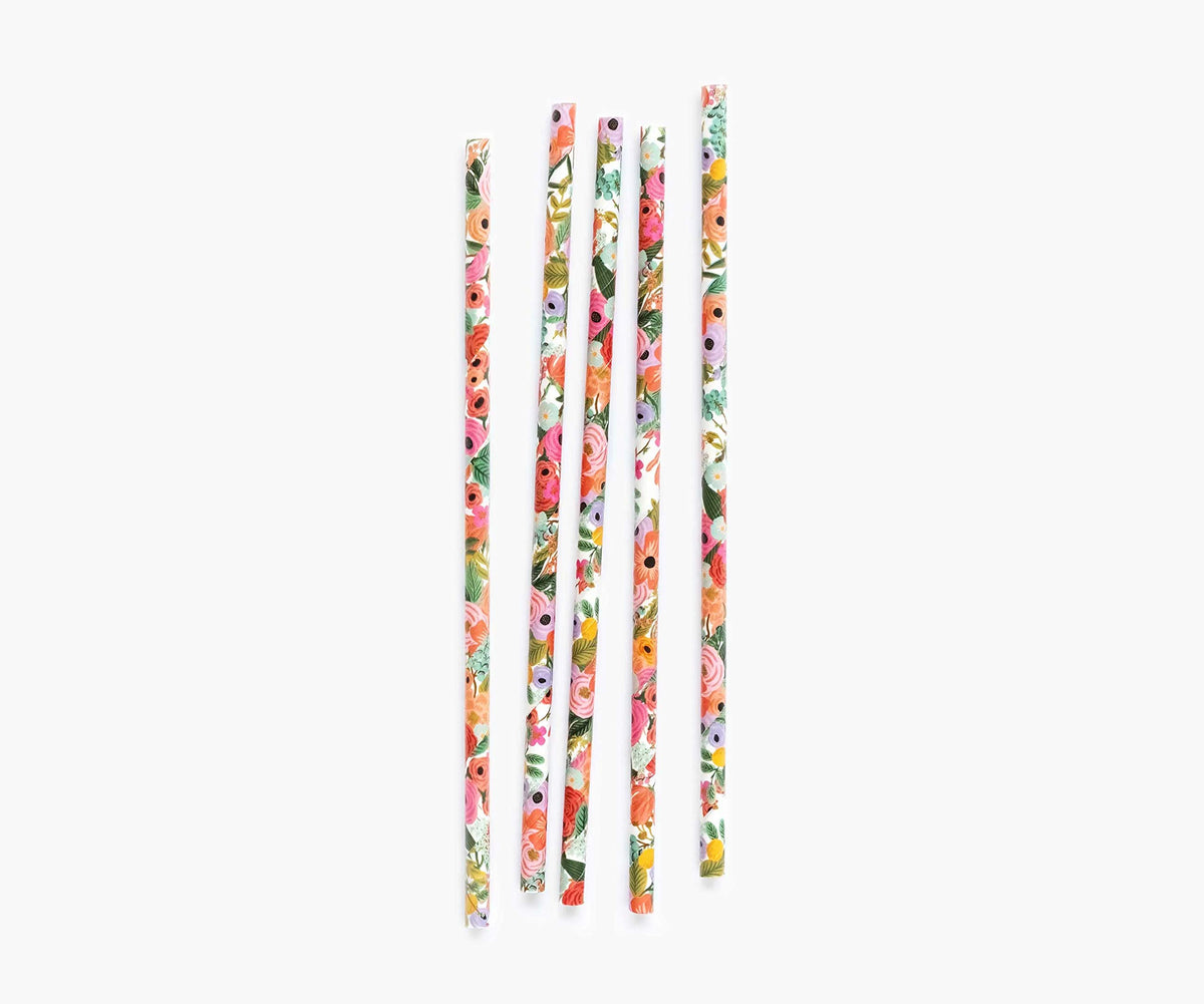 RIFLE PAPER CO. Garden Party Paper Straws, Set of 25, Printed in Full Color