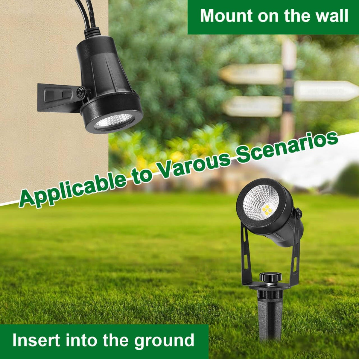 Outdoor Landscape Lighting, 4 Pack LED Outdoor Spot Lights with Transformers, 12V Warm White Low