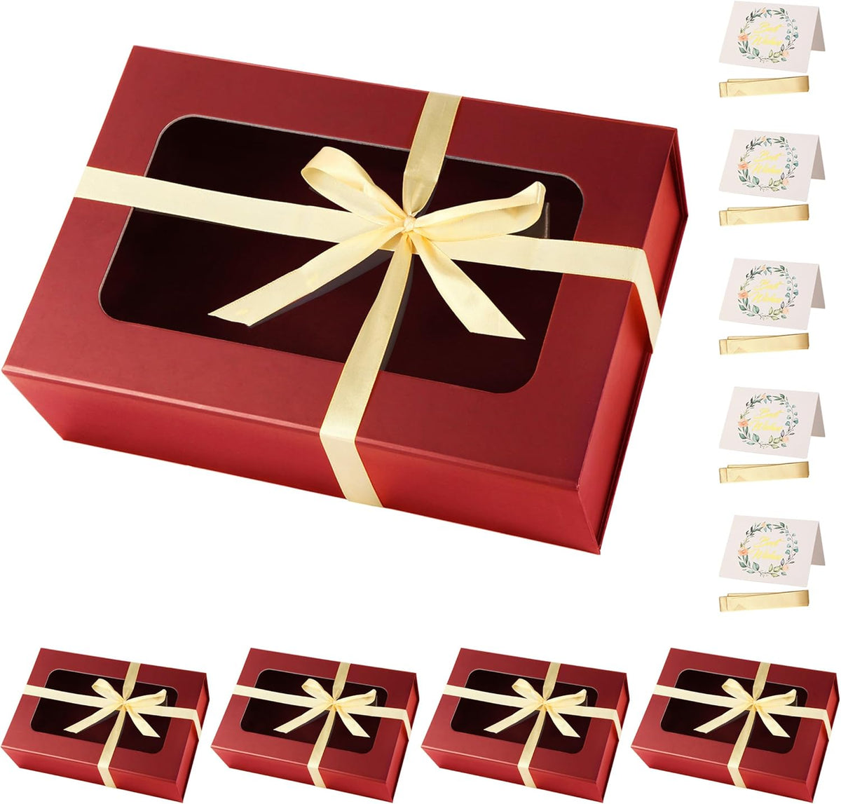 Red Large Gift Boxes with Window, 13.5"x9"x4.3" Bridesmaid Boxe for Gift Giving,Birthday Gift Box
