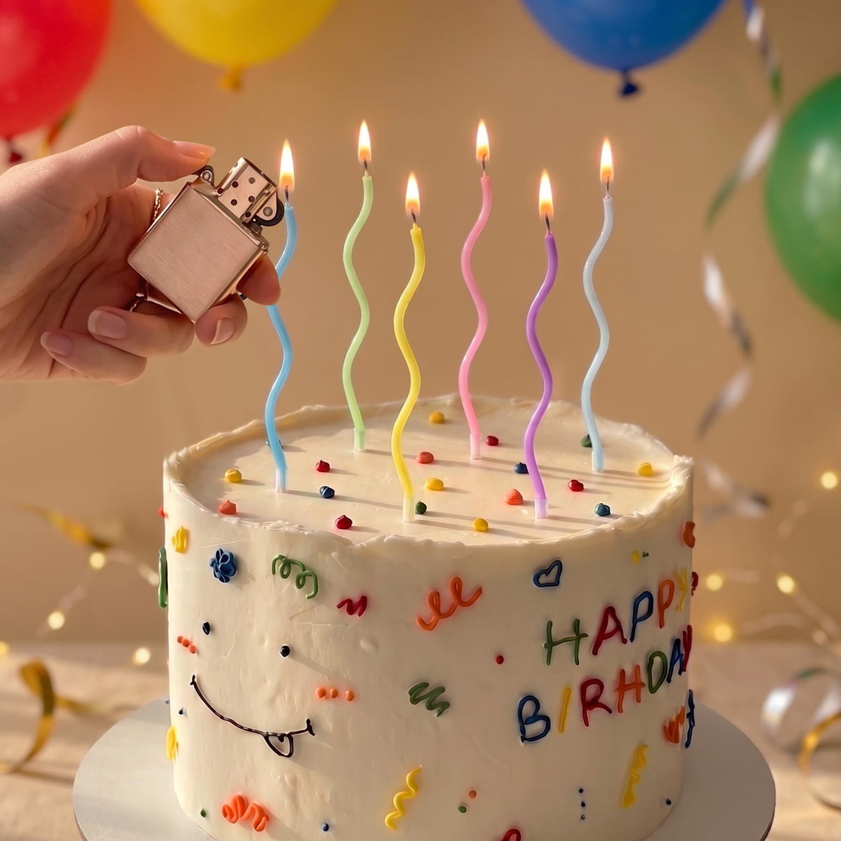 PHD CAKE 24-Count Colorful Pastel Spiral Long Thin Birthday Candles, Cake Candles, Birthday