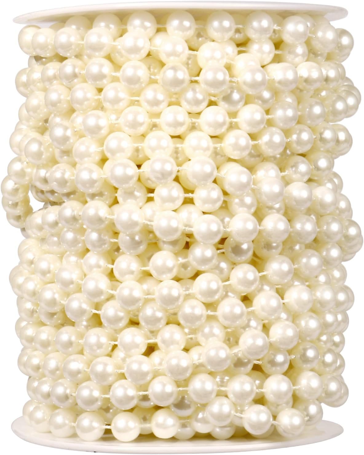 [47Feet] Pearl Beads Garland, 8MM 15.7 Yards Faux Pearl Beads String Roll Bulk for DIY Craft