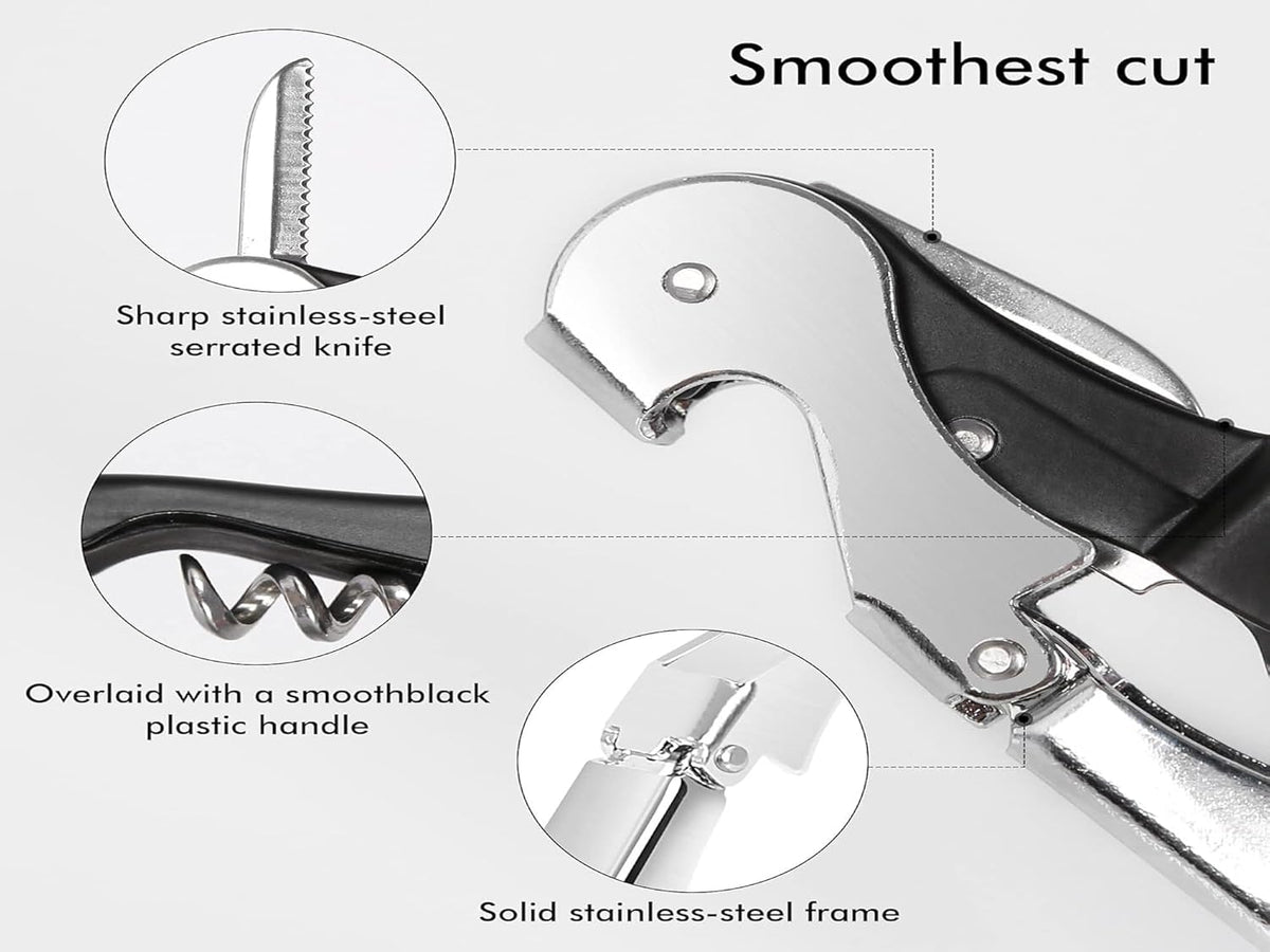 Professional Waiter Corkscrew Wine Openers Set, Heavy Duty Stainless Steel Hinges Wine Key for