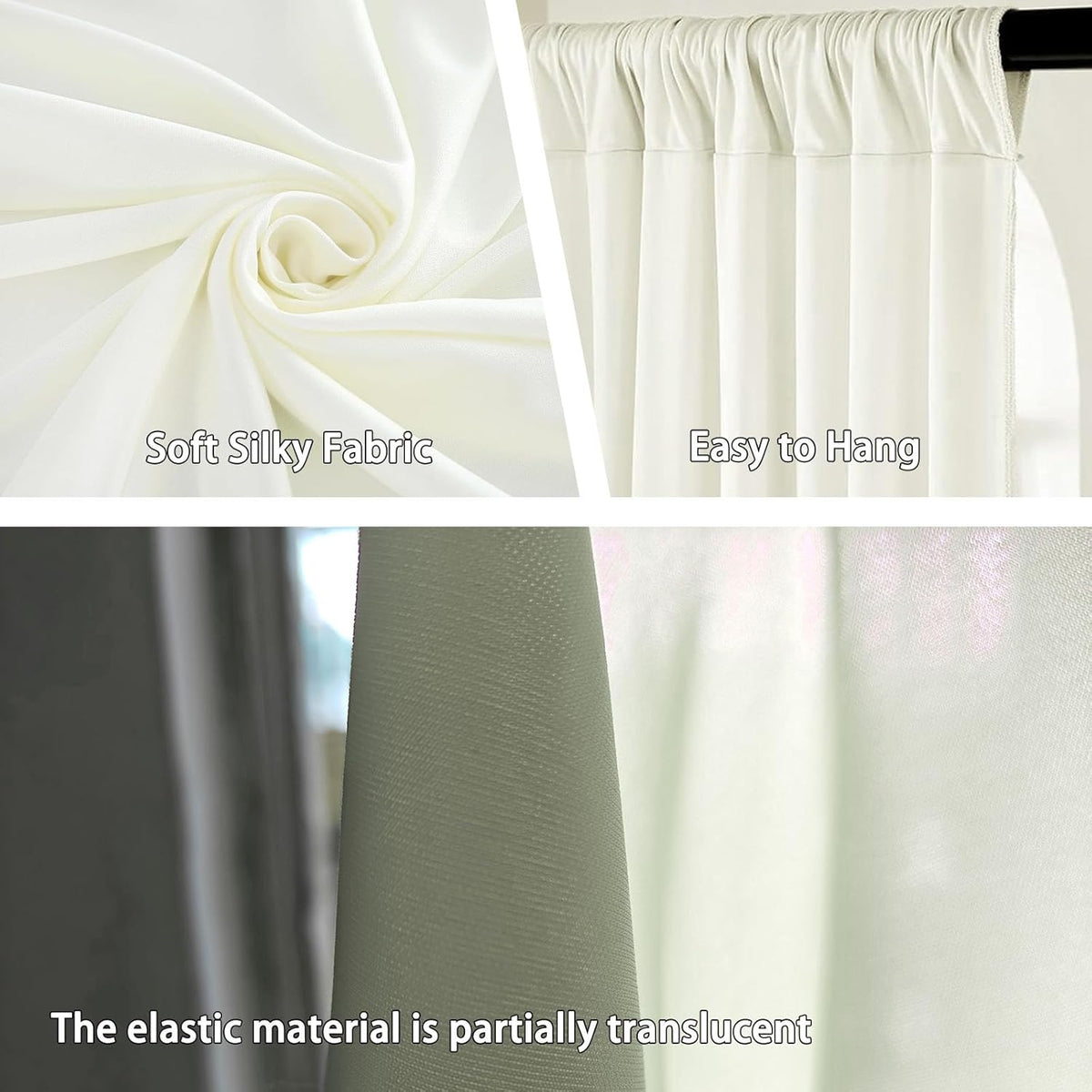 10 x 10 Feet Ivory White Backdrop Curtain for Partie, Background Curtains for Photoshoot, Birthday