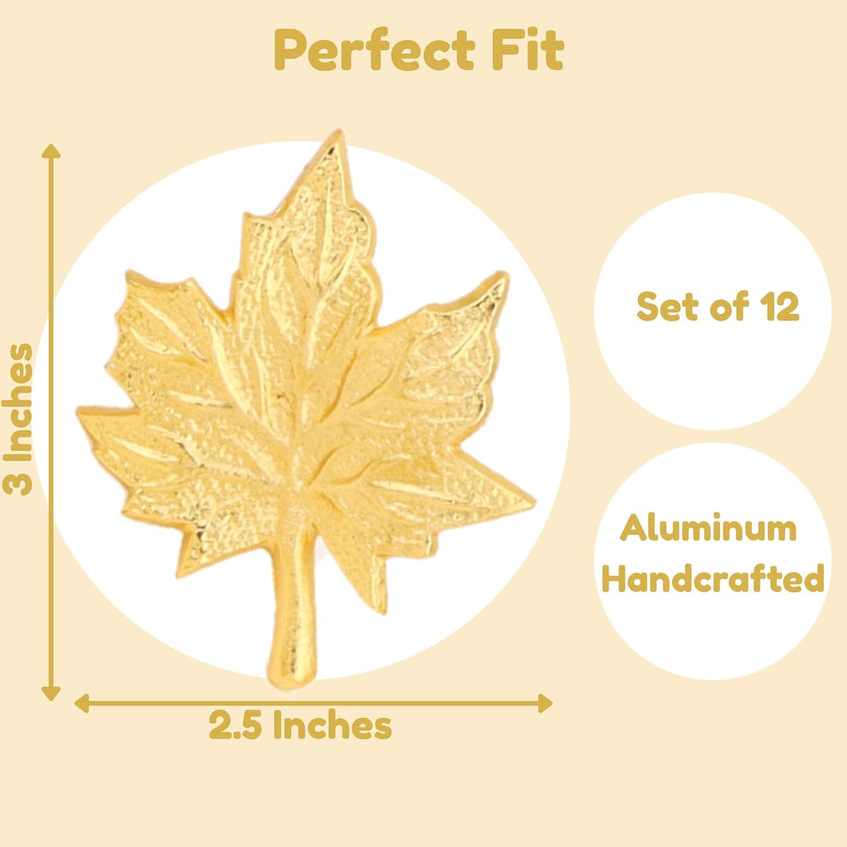 Set of 12 Maple Leaf Napkin Rings - Handcrafted Aluminum Napkin Holders for Cloth & Paper Napkins