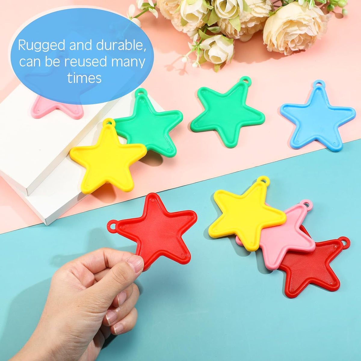 Lenwen 80 Pcs Balloon Weights Plastic Colorful Weights for Balloons for Birthday Party Decoration