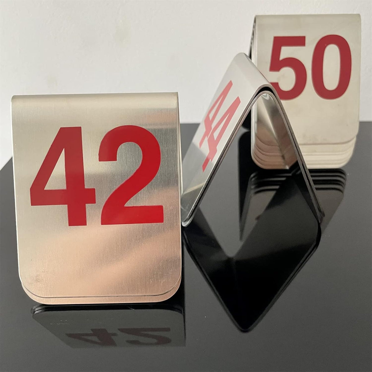 10 Pcs Metal Place Cards Stackable Tent Style Table Numbers，Place Card Holders for Celebration