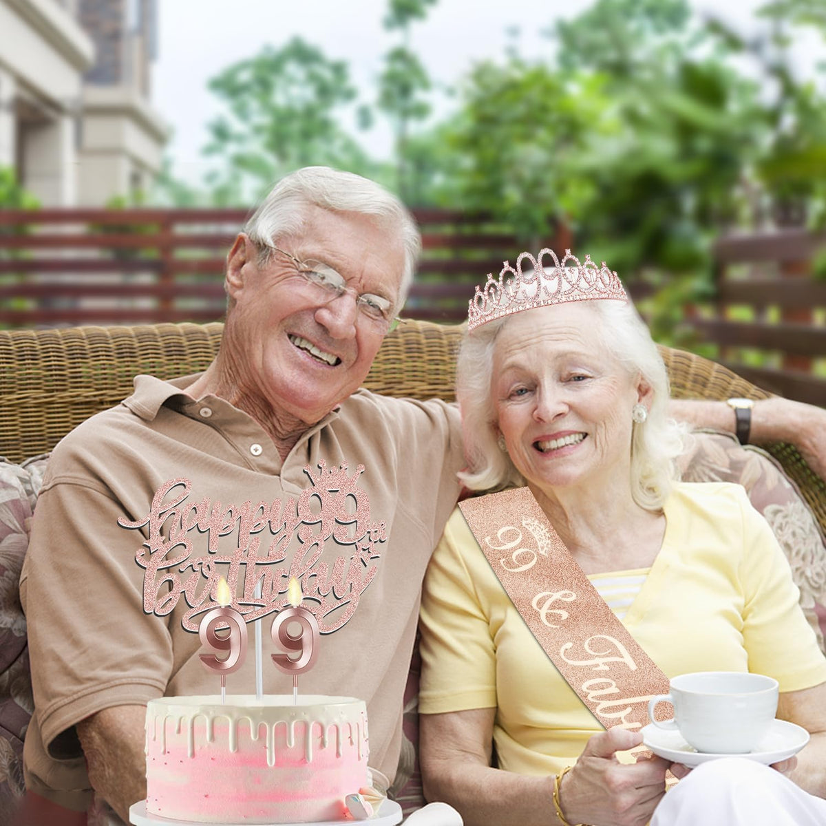 99th Birthday Decorations for Women Including Birthday Sash and Tiara, Candles and Cake Topper