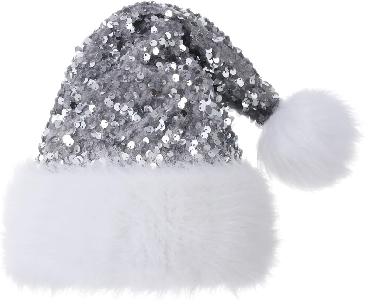 Personalized Sequin Santa Hat for Adults, Red Glitter Christmas Party Hat, Xmas Halloween New Year