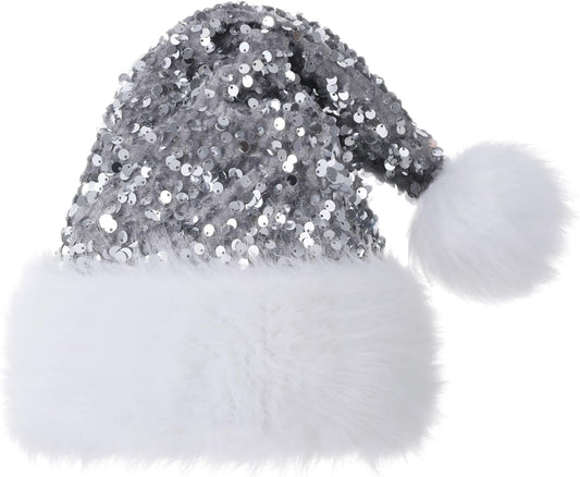 Personalized Sequin Santa Hat for Adults, Red Glitter Christmas Party Hat, Xmas Halloween New Year