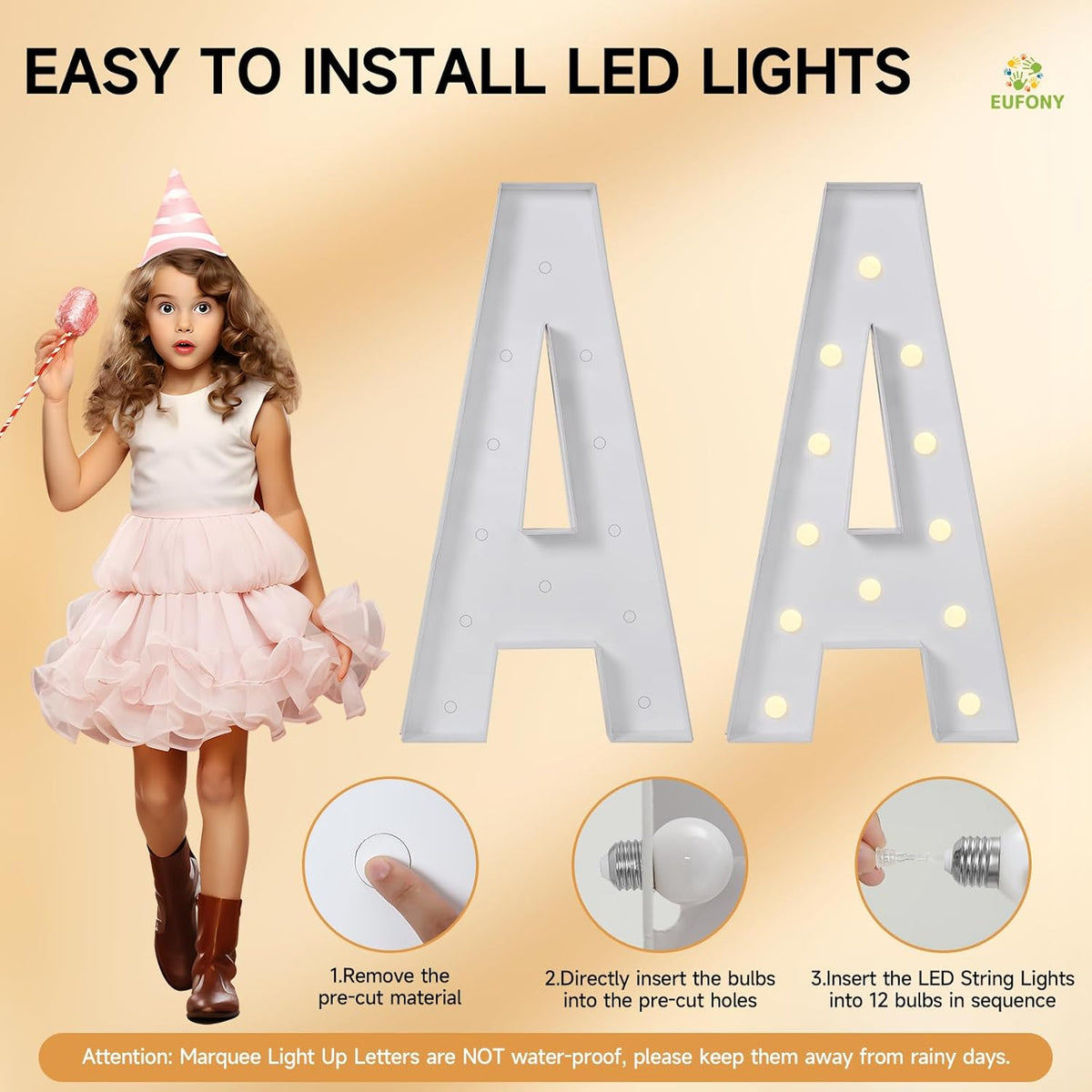 eufony Marquee Letters 4 Feet Tall, 4 FT Marquee Light Up Letters, Giant Light Up Letters 4FT for