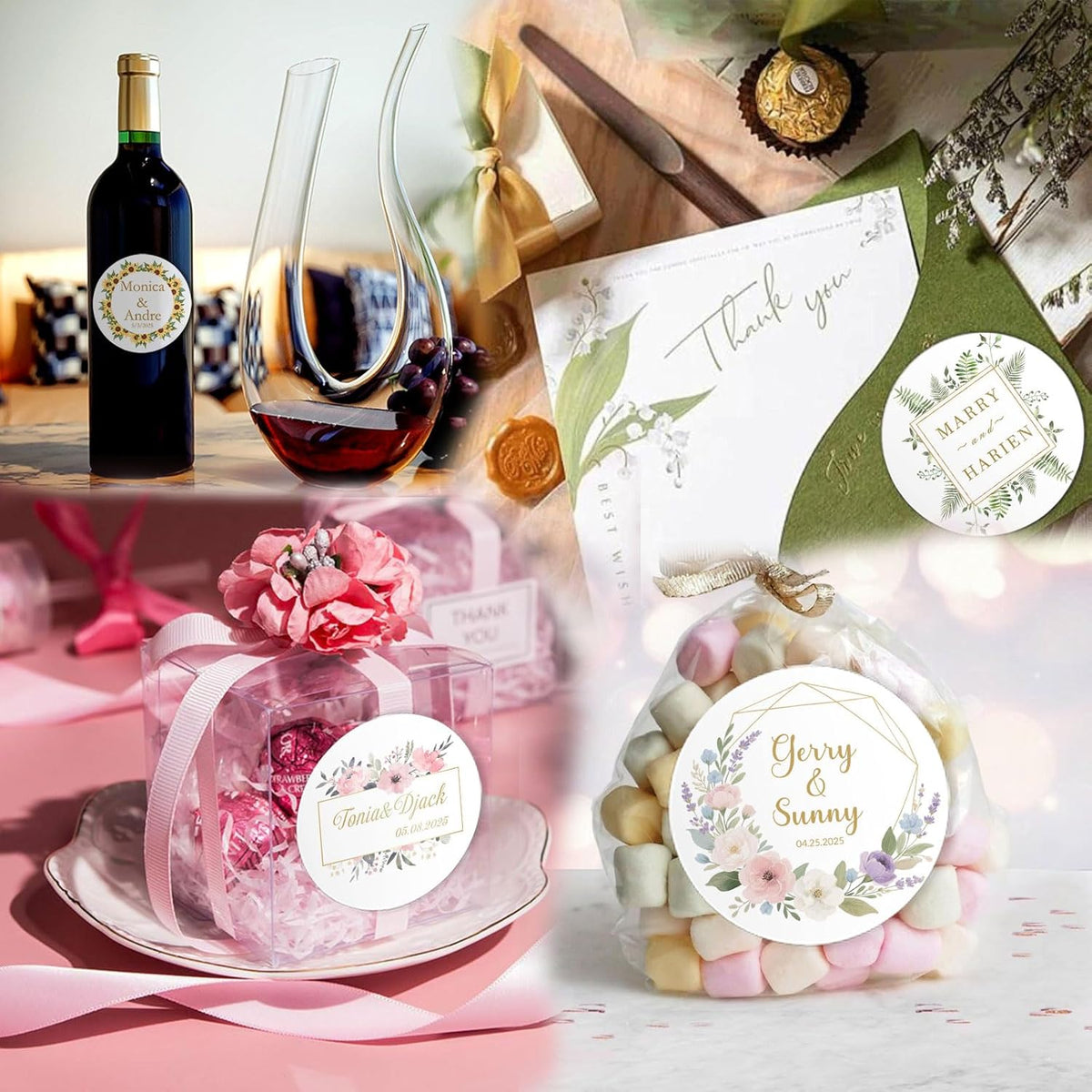 Custom Round Sticker Labels Personalized Stickers with Logo&Text Design Sticker for Wedding Favors