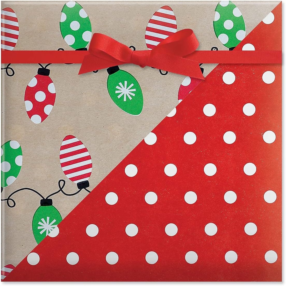Current Kraft Light Bulb Double-Sided Rolled Christmas Wrapping Paper - Premium Jumbo 23-Inch x