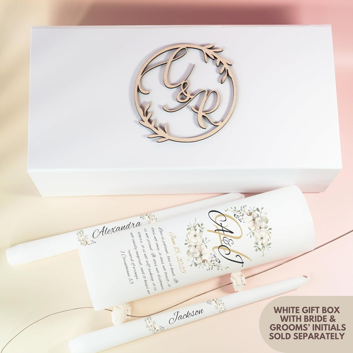 Unity Candles for Wedding, Modern Unity Set, Custom and Personalized Pillar and Taper Candles with