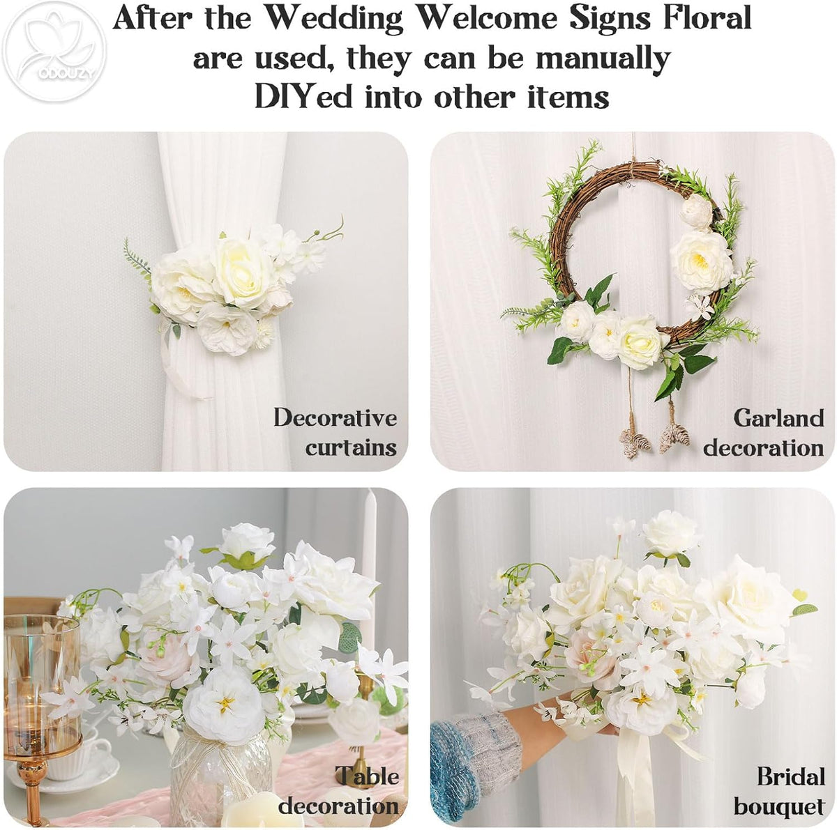 Wedding Arch Flowers,Artificial Flower Arch Decor,2pcs Artificial Flower Arrangement for Wedding