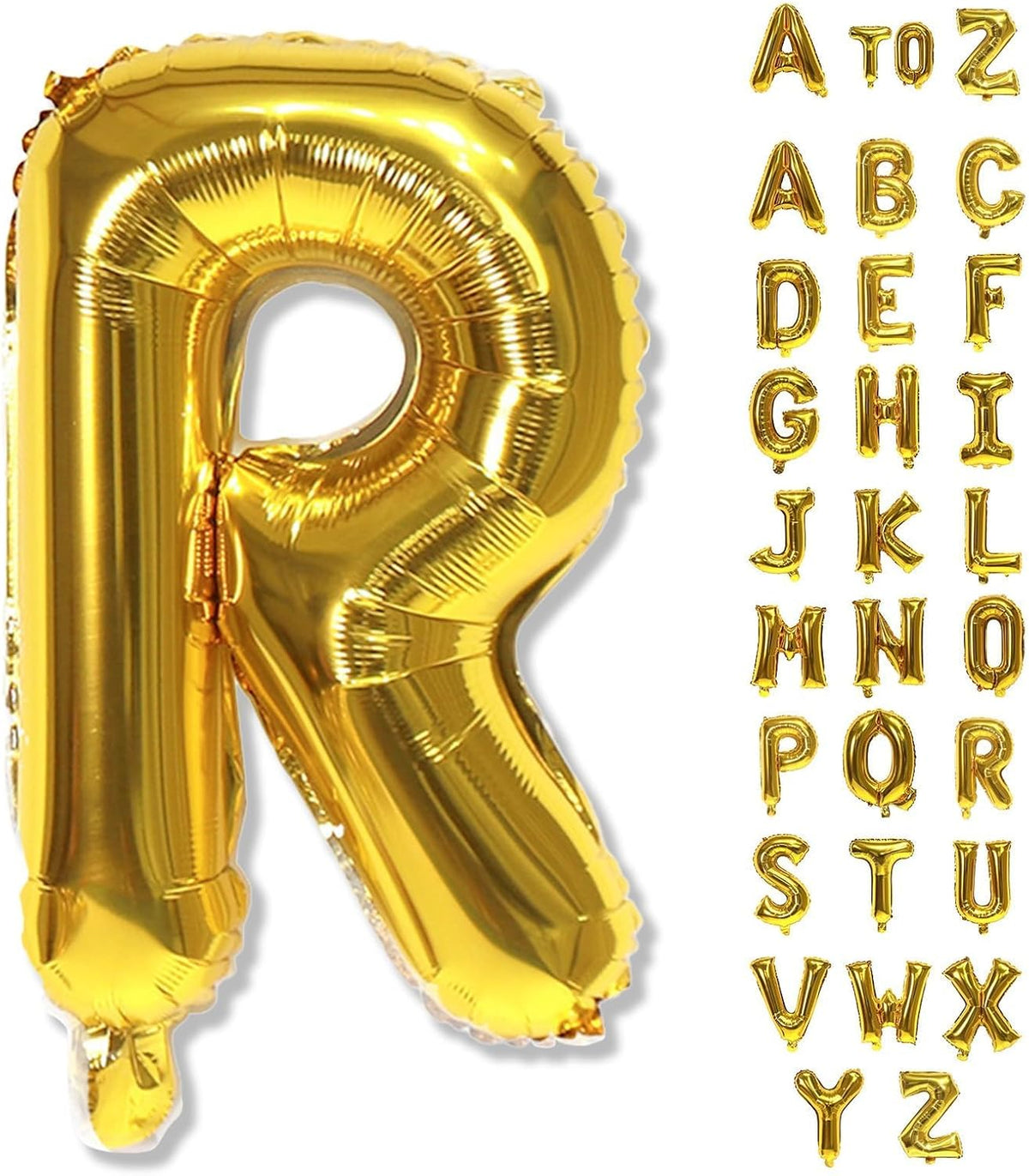 40 Inch Foil Letter Balloon, Big Alphabet R Word, Large Self Inflating Gold Decor for Custom Name