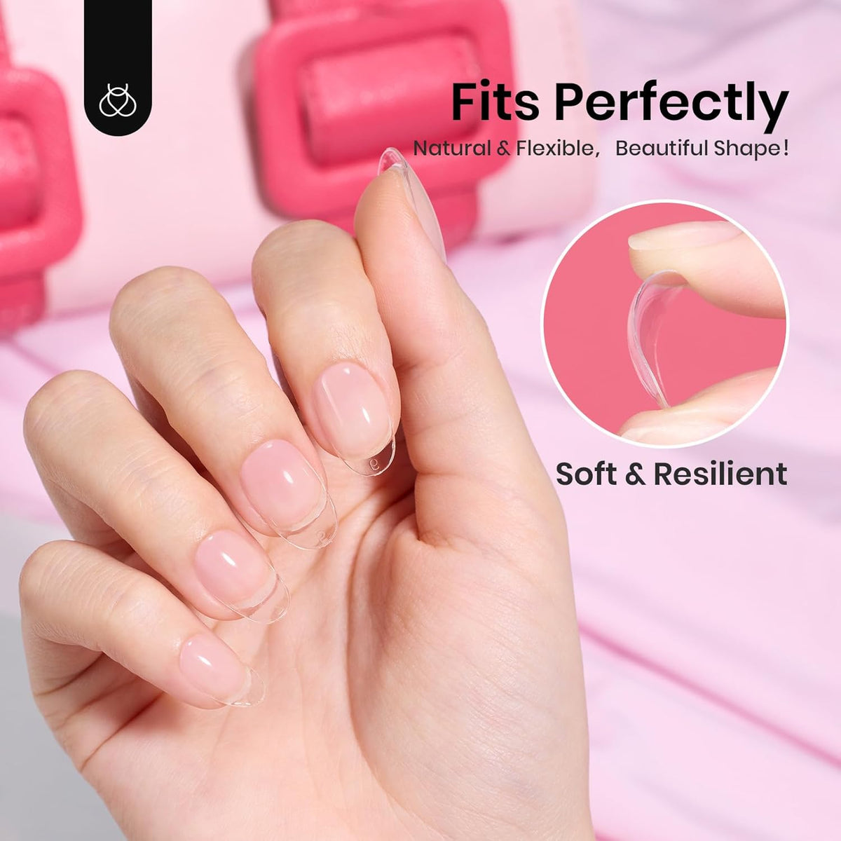 Beetles Gel Nail Tips 288Pcs Pre-Shaped Short Oval Fake Nails Gelly Tips Clear Press on Nail Tips