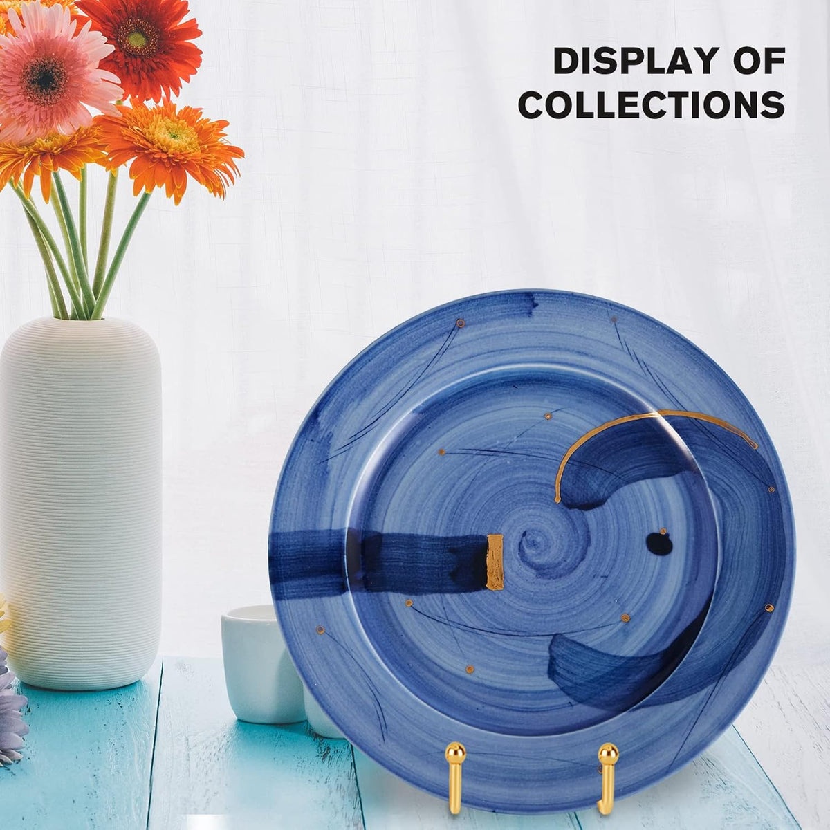 Decolore 6 Inch 5 Pack Gold Metal Display Stands Plate Stand Display Stands for Picture, Decorative