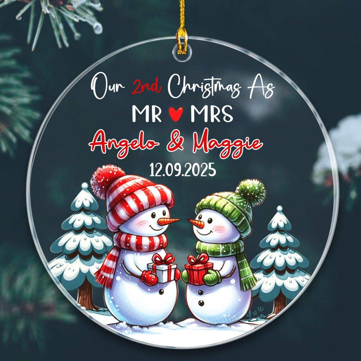 Our 2ND Christmas As Mr & Mrs Ornaments Gift for Boyfriends Girlfriend, Personalized Date/Name Mr &