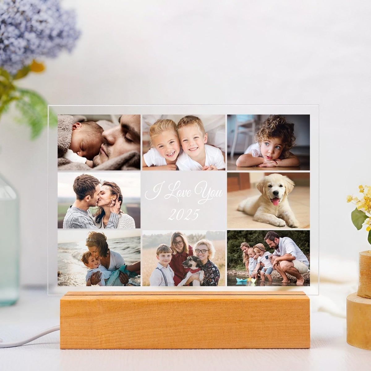 Custom Picture Frames with Photo, Customized Photo Frame with Night Light, Personalized Picture
