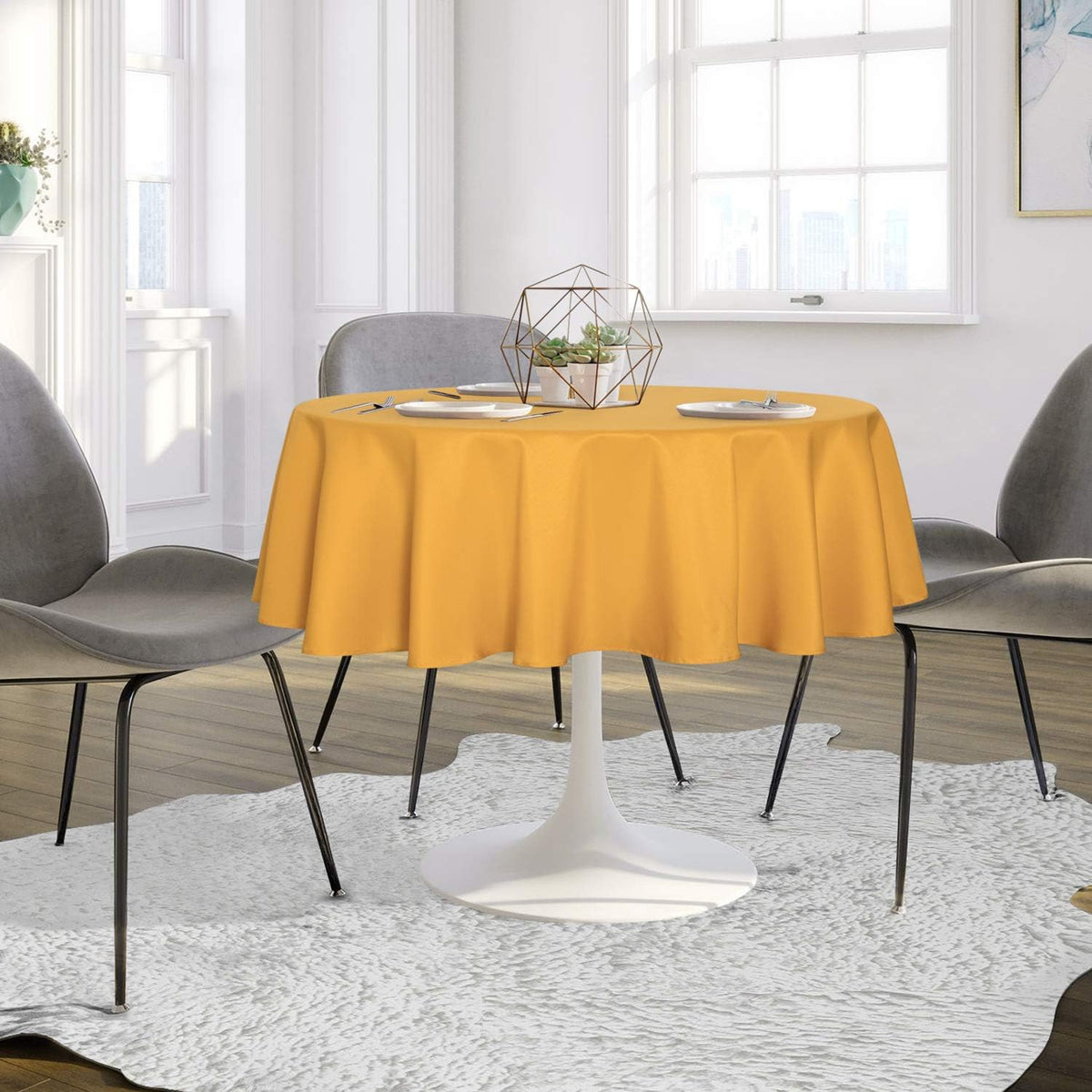 sancua Round Tablecloth - 70 Inch - Water Resistant Spill Proof Washable Polyester Table Cloth