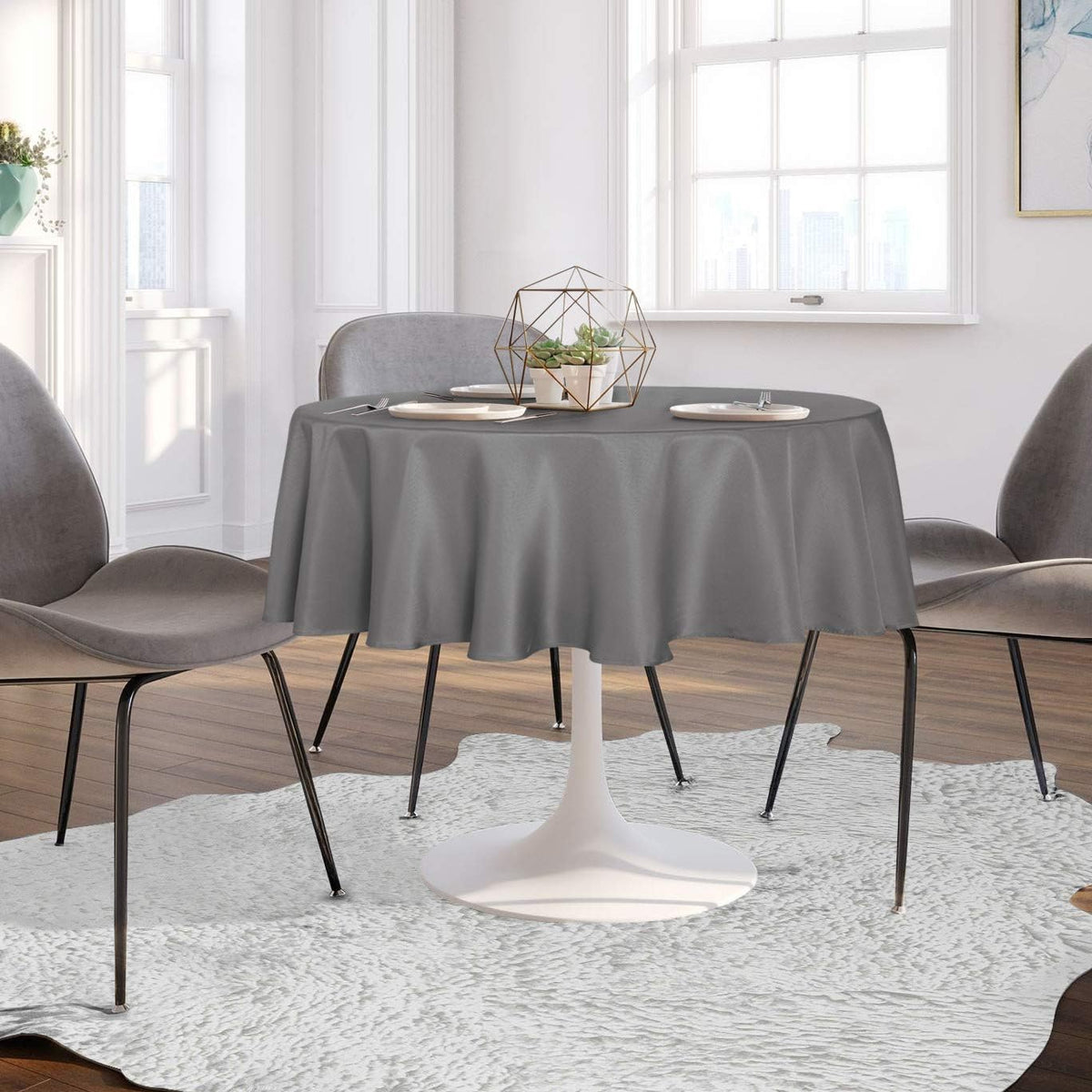 sancua Round Tablecloth - 48 Inch - Water Resistant Spill Proof Washable Polyester Table Cloth