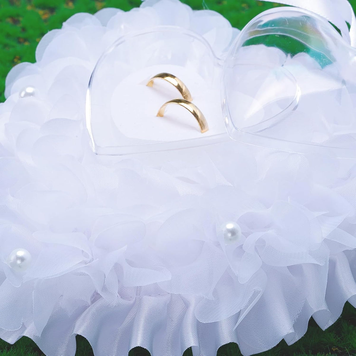 Ring Pillow is Designed with White Roses, Mozambique Diamond and Flowers. It is A Ring Bearer That