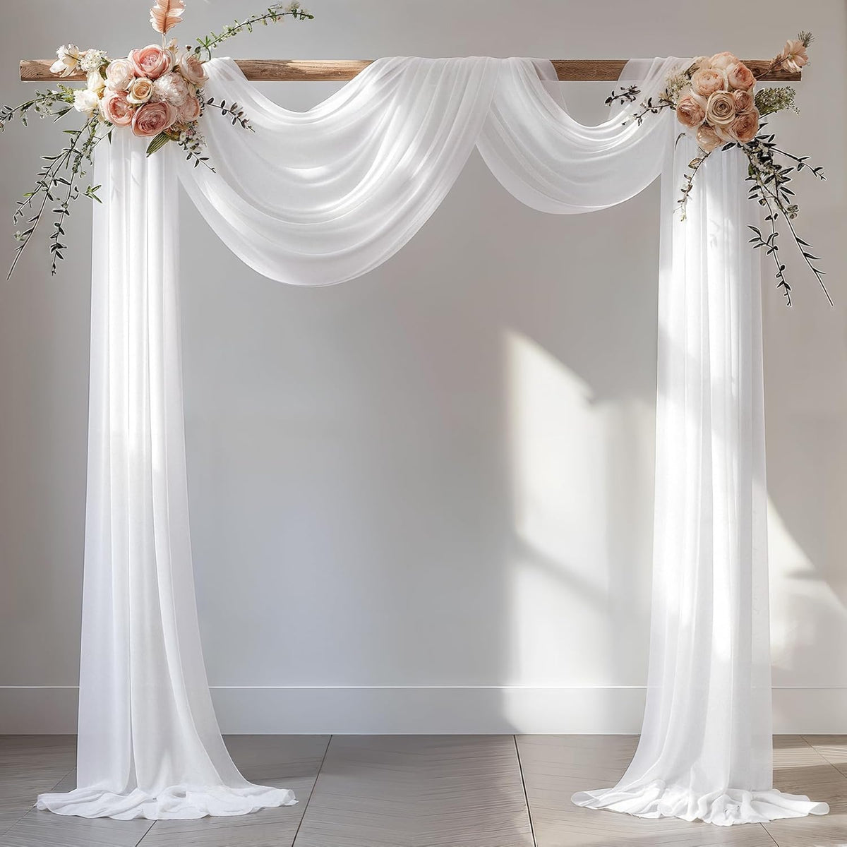 Wedding Arch Draping Fabric 1 Panel 30" X 20FT Sheer Arch Drapes Fabric White Backdrop Curtains for