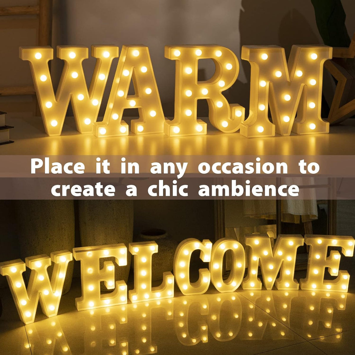 HXWEIYE Light Up Letters LED Marquee Signs - Battery Powered Big Lights Letter for Party &