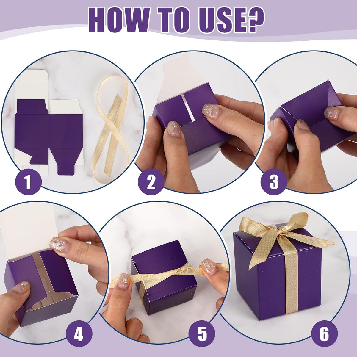 Jutom 100 Pcs Mini Favor Boxes Extra Small Candy Boxes Paper with Gold Ribbon for Christmas