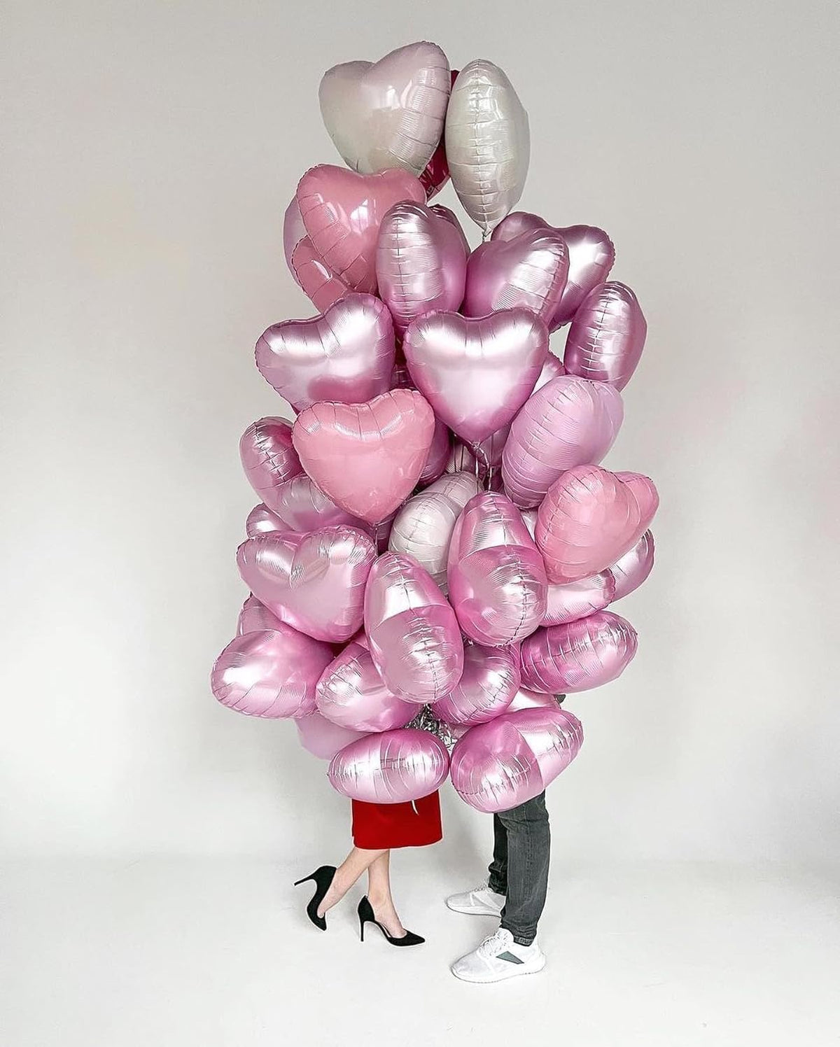 Pink Heart Shaped balloons Pack of 12,18 Inch Silver Love Valentine Balloons Purple Heart Romantic