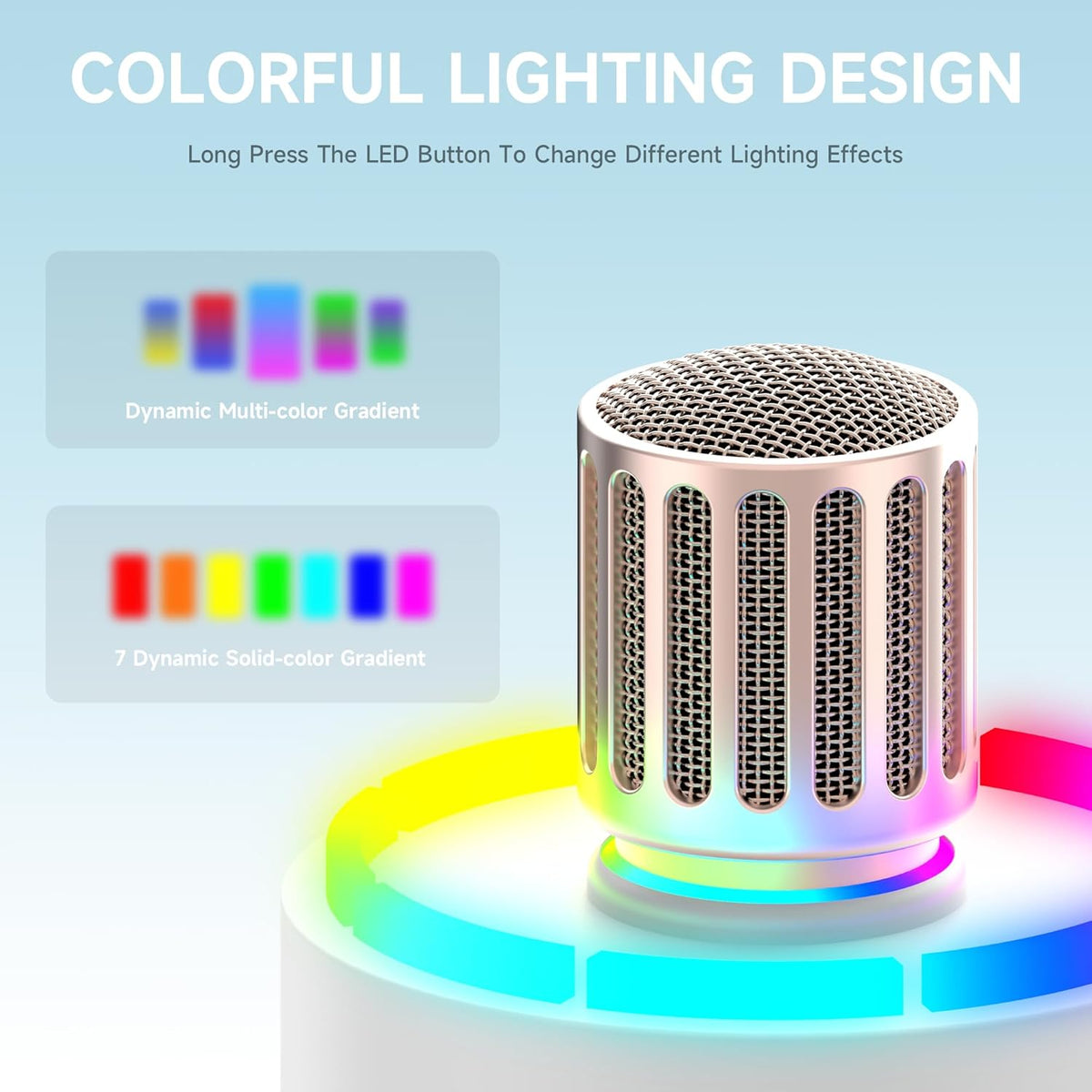 Wireless Microphones, Microphone with One-to-One Chip Connection, Controllable LED Lights, 40H