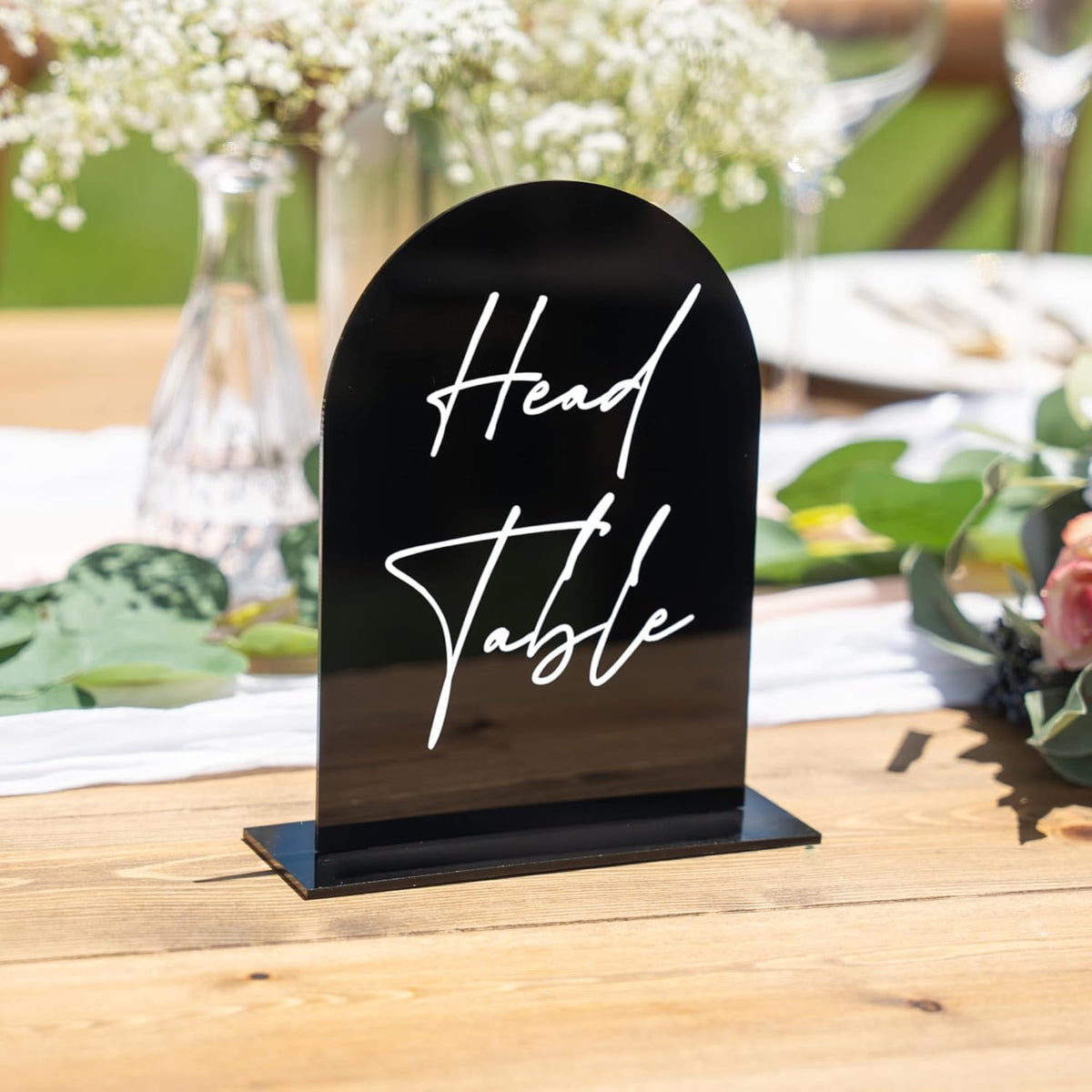 Black Arch Acrylic Table Numbers for Wedding Reception - 5" x 7" White Font Centerpiece Set with