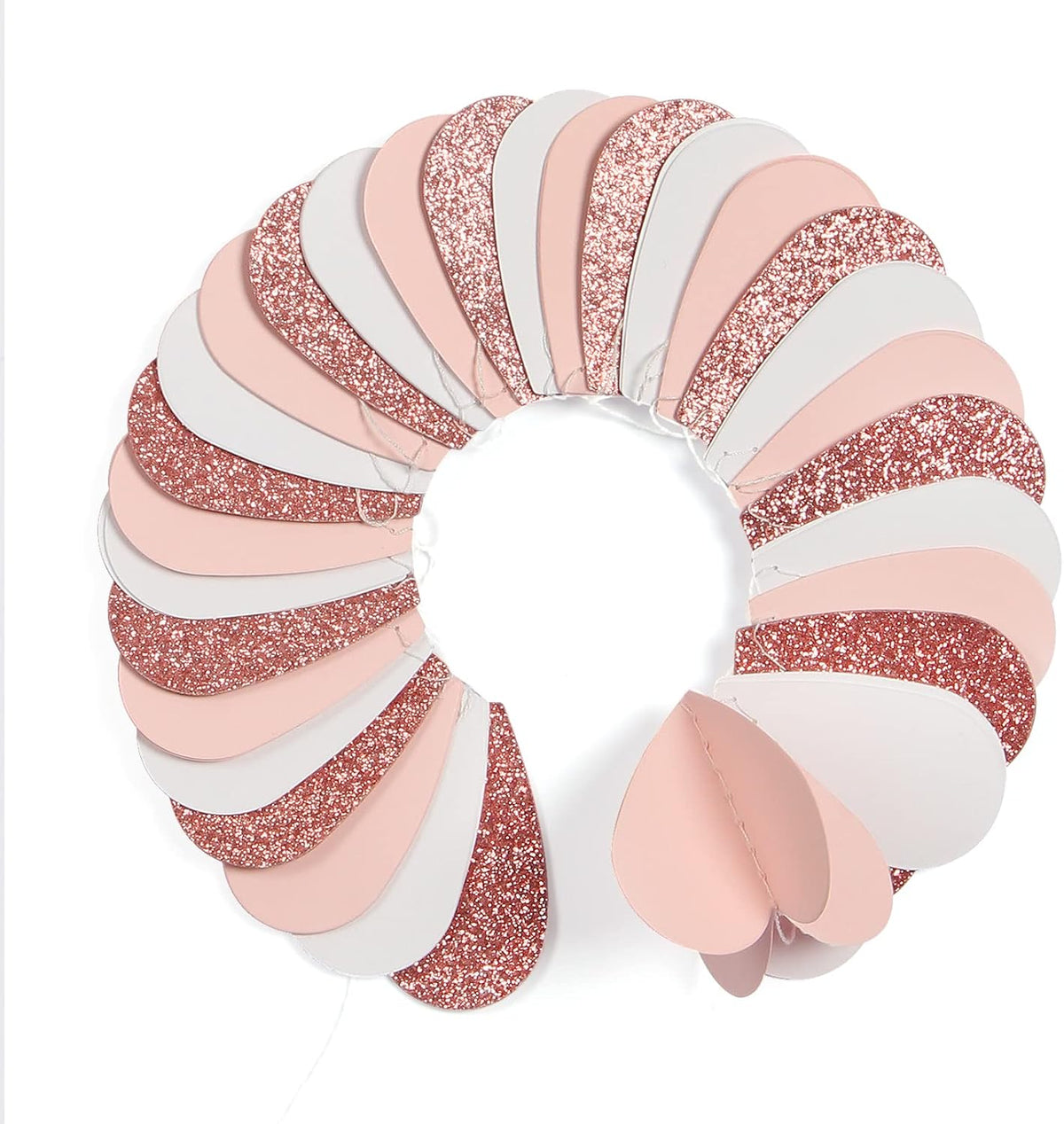 Rose-Gold Pink White 3D-Heart Garland - 39Ft Party Decorations Hanging Paper Streamers