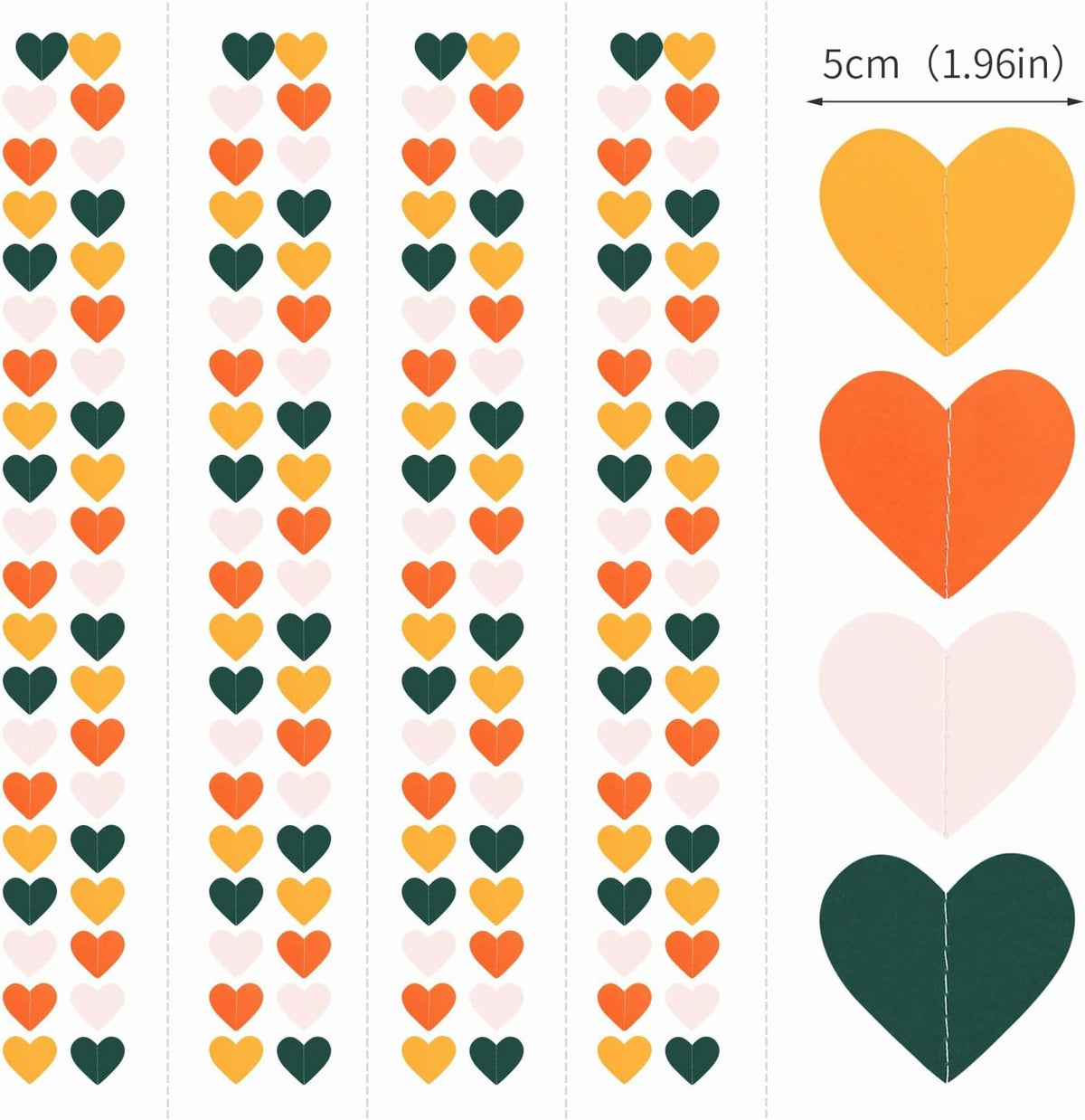 Pink Green Orange Party-Decorations Heart-Garland - 52ft Little Cutie Baby Shower Hanging