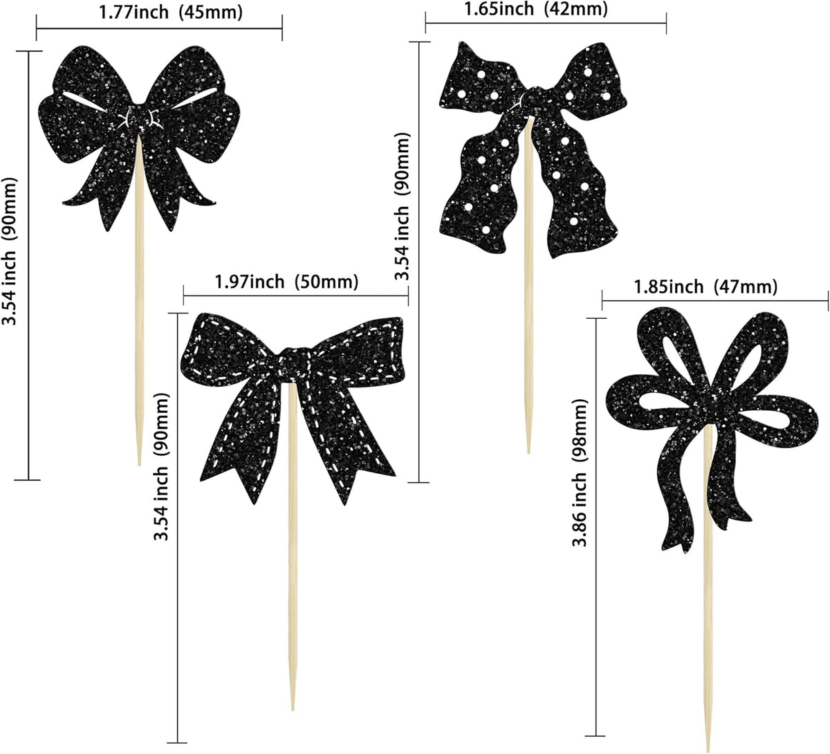 Ephlyn 24Pcs Bow Cupcake Toppers Bow Birthday Cake Topper Girls Birthday Party Decorations Bowknot