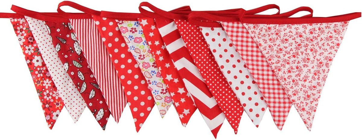 10M/32Ft Triangle Bunting Banner, 36 Pcs Cotton Fabric Flags Pennant Garlands for Birthday Party