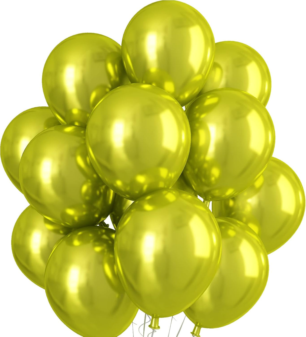 Chrome Yellow Balloons 12 Inch, Double-Layered Metallic Yellow Balloons, Shiny Thick Chrome