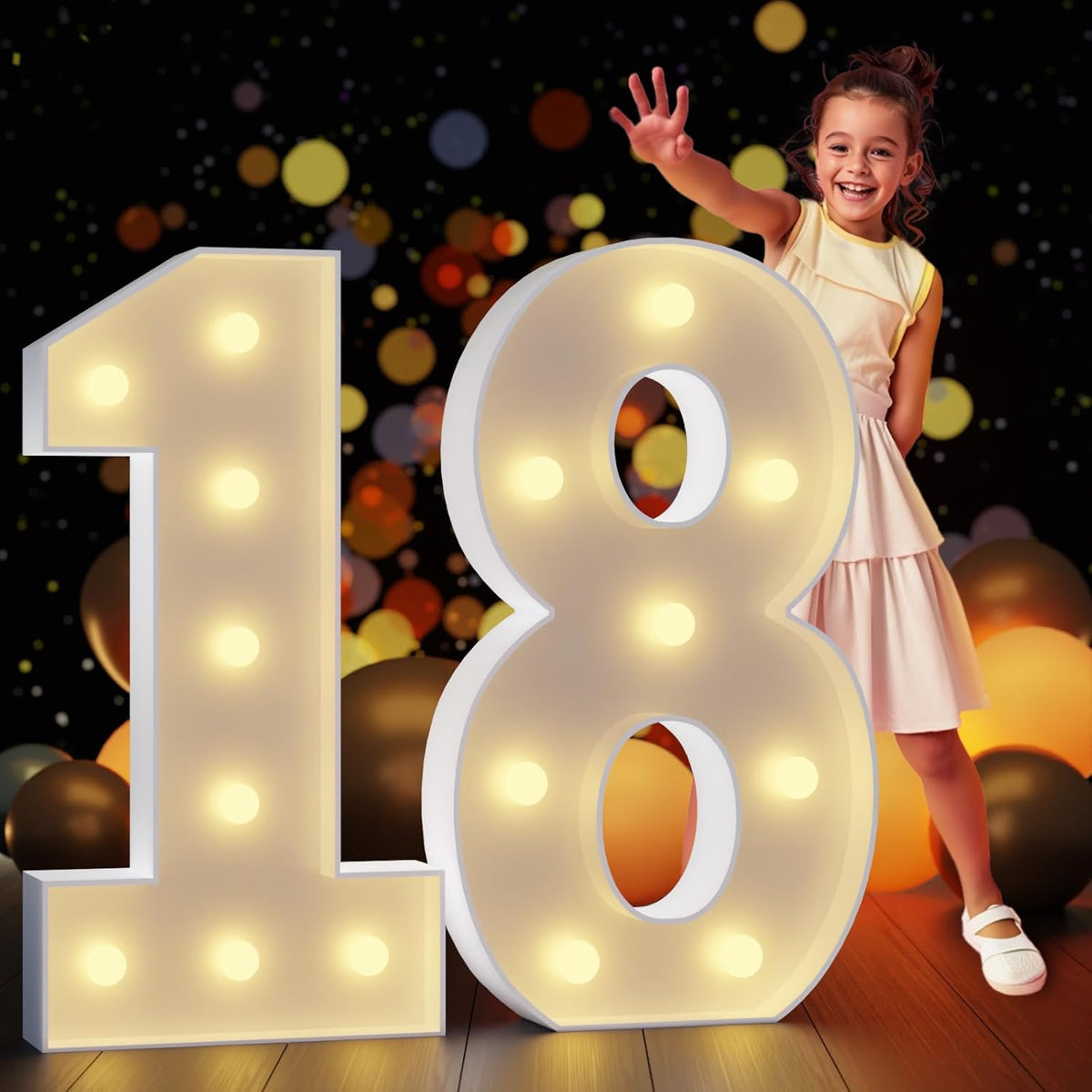 Marquee Numbers 3 Feet Tall Large Light Up Numbers 18th Birthday Decorations Girl Boy Big Yellow